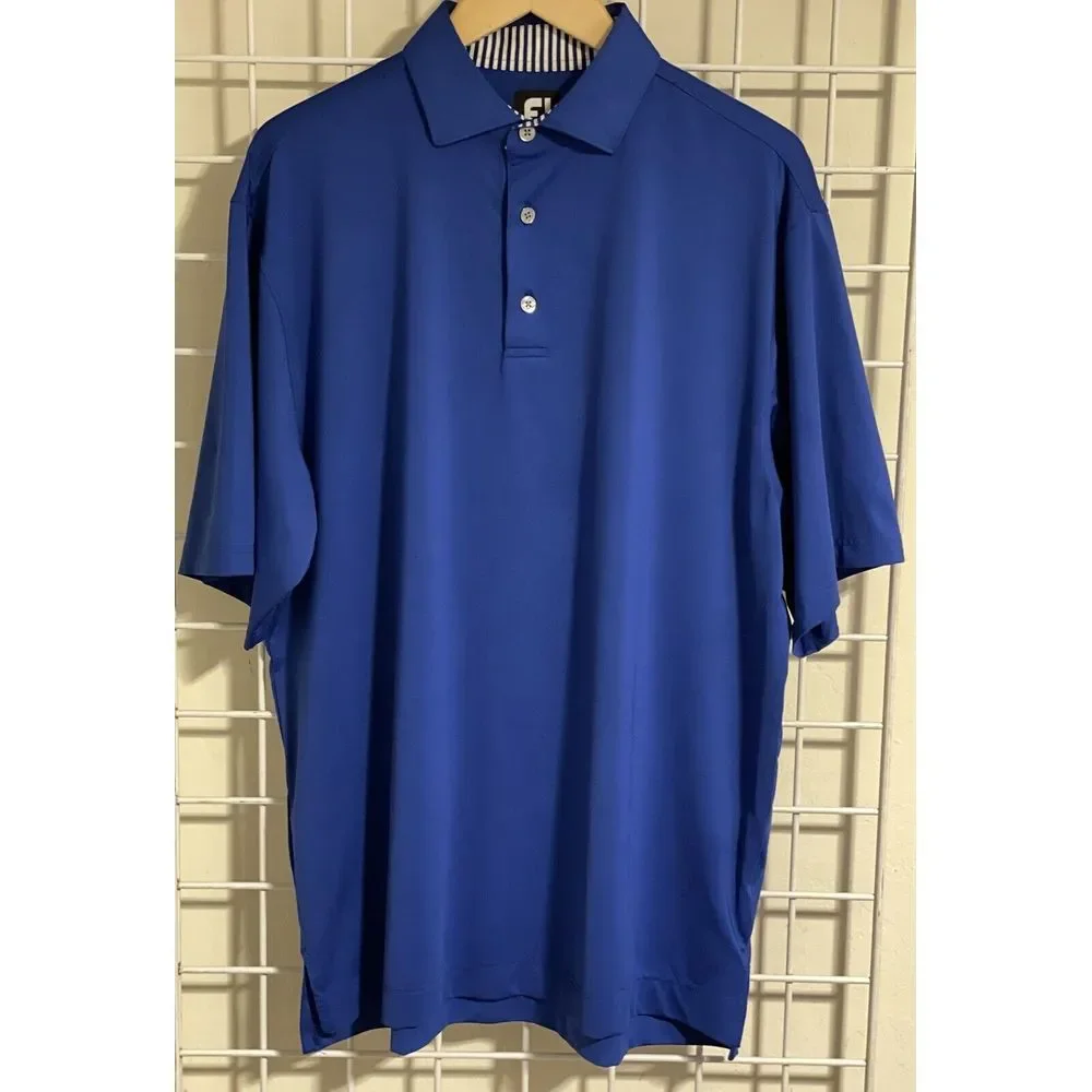 Foot Joy Polo Shirt Royal Blue Men s‎ Sz L Short Sleeve